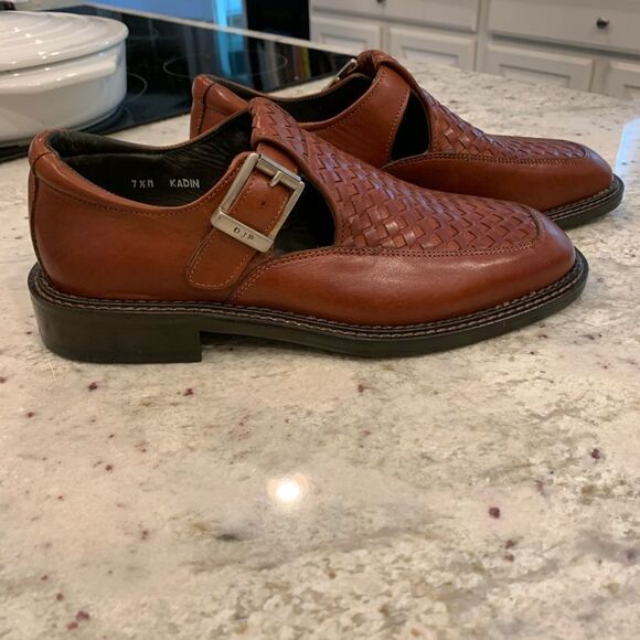 Donald J Pliner Mens Kadin Woven Leather Buckle Loafer sz 7.5 NEW